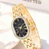 Elegante reloj de cuarzo para mujer con esfera ovalada romana, reloj para mujer con correa de pulsera casual