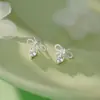 Brincos de Tarraxa em Prata Esterlina S925 com Laço Francês e Zircônia para Mulheres Doces Populares Leves Luxuosos com Toque de Alto Padrão Atacado