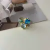 Tiktok y Taobao Nuevo Anillo Abierto de Circonita Colorida Exquisita de Lujo Ultra Brillante Anillo de Comida Hueco Versátil de Verano