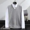 Nuevo Chaleco sin Mangas de Lana para Jóvenes Chaleco con Cuello para Hombre Pulóver Otoño e Invierno Tejido de Cachemira