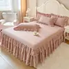 Comércio Exterior Transfronteiriço Conjunto de Três Peças Saia de Cama de Renda Estilo Coreano Lavável à Máquina Saia de Cama Cor Sólida Lençol de Cama de Verão