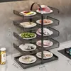 Estante de almacenamiento para bandejas de preparación de cocina, estante de preparación multicapa para uso doméstico, escurridor de platos multifuncional para escurrir y almacenar ingredientes