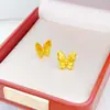 Pendientes Vintage de Lujo Ligero Color Oro Arena Flor Luna Mariposa Pendientes de Oro Imitación Moda Nicho para Mujer Pendientes de Boda de Gama Alta