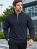 Suéter de punto para hombre Amazon transfronterizo con patrón jacquard texturizado, sudadera casual de manga larga con cuello Henley de media cremallera Otoño/Invierno