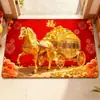 Felpudo de Entrada Año del Caballo, Raspa-Suciedad para Entrada, Felpudo de Terciopelo de Cristal Resistente al Desgaste, Resistente a Manchas, Fácil de Limpiar, Felpudo Antideslizante