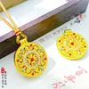 Tienda de Oro Mismo Estilo Arena Dorada Vajra Incrustado de Diamantes Brújula de los Ocho Tesoros Colgante Colgante de Brújula de los Ocho Tesoros Esmaltada Cadena para Suéter