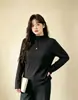 Blusa de manga comprida, gola alta meia-manga, tamanho plus size, para outono e inverno, modelagem solta, quente, com design cravejado de diamantes, adequada para o trabalho e uso diário