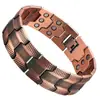 Bestseller transfronteiriço europeu e americano: Pulseira magnética de cor cobre antigo, pulseira de casal vintage de três fileiras totalmente magnética destacável