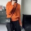 Suéter Minimalista de Cuello Alto Medio de Alta Calidad para Mujer Otoño Nuevo Holgado Ropa Exterior Estilo Japonés Estilo Perezoso Suéter para Fondo