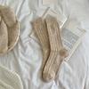 Calcetines de otoño e invierno 2023 para mujer, con patrón de cáñamo de hilo de puntos gruesos, de color sólido, hasta la pantorrilla, venta al por mayor