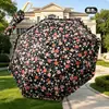Novo Modelo 8 Ossos 70% de Desconto Abertura Manual Guarda-chuva de Renda de Borracha Preta com Pequeno Design Floral, Proteção Solar, Proteção UV, Fivela de Anel Dobrável, Guarda-chuva de Uso Duplo para Sol e Chuva