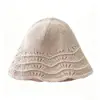 Novo chapéu de malha liso, versátil e simples, chapéu balde feminino fino de outono e inverno com trama vazada, fábrica de chapéus balde quentes