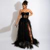 Vk2277 Vestido Sexy Europeo y Americano de Malla Transparente con Encaje que Envuelve el Pecho