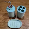 Set de baño de lujo ligero de 4 piezas para artículos de tocador, baño, suministros de baño, vaso para enjuague bucal, decoración para lavabo de baño