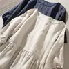 2025 Nuevo Vestido de Lino para Lluvia y Rocío de Gama Alta Rústico Importado de Francia Algodón y Lino Artístico Holgado con Efecto Adelgazante Manga Corta