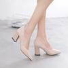 Zapatos Individuales de Tacón de Bloque con Lentejuelas de Punta Versátil de Primavera para Mujer Ol Lugar de Trabajo Tacones Altos Versátiles Zapatos de Trabajo Venta al por Mayor