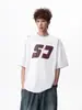 Camiseta de Algodón Puro con Estampado de Letras Estilo Americano para Hombres y Mujeres, Top de Manga Corta Pesado de Verano High Street, Camisa de Media Manga Suelta y Fresca para Parejas