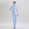 Conjunto de Uniforme Médico Feminino Primavera e Verão Macio Respirável Cor Sólida Duas Peças Slim Fit Corte Confortável Movimento Desimpedido