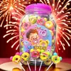 Paletas y Caramelos Duros en Varias Formas de Frutas para que los Niños Compartan Dulces y Den a sus Amigos Regalos Navideños. Puestos en la Puerta de la Escuela