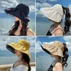 Novo Estilo Chapéu de Pescador com Proteção Facial de Verão para Mulheres, Chapéu de Sol de Aba Larga para Uso Externo, Chapéu de Sol Anti-UV, Versátil