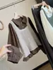 Camisa dulce de estilo universitario con bloques de color y cuello de muñeca para mujer, nuevo estilo de otoño, versión coreana, top elegante con volantes que reduce la edad, falso dos piezas