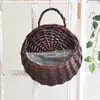 Maceta tejida para colgar en la pared cesta tejida de bambú para colgar en la pared cesta de flores para colgar en la pared cesta colgante de ratán para balcón cesta de bambú cesta de bambú verde