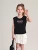 Pudding Haru Girls Chaleco Casual con Estampado de Letras 2025 Nuevo Verano para Niños a Cuadros y Top sin Mangas de Moda