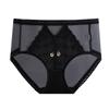 Shorts de Verano Finos Transparente Negro y Rojo de Encaje de Cintura Media con Refuerzo de Algodón Transpirable para Mujeres en su Año Zodiacal para la Buena Suerte