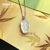 Péndulo de Hoja Verde Hielo de Calcedonia Natural Más Vendido en Transmisión en Vivo, Ramas Doradas en Forma de Hoja y Hojas de Jade, Péndulo de Ágata Chapado en Plata 925 al por Mayor