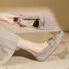 Zapatos de princesa 2024 nuevos zapatos de punta cuadrada de una sola capa zapatos tejidos de punto para mujer mocasines casuales de comercio exterior transfronterizo zapatos tipo guisante para mujer