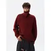 Suéter de Cuello Alto Irregular de Peso Alto para Hombre, Diseño de Marca Trendy Otoño e Invierno, Cárdigan Cálido de Punto Holgado para Pareja