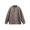Ropa Vintage Yidao Otoño 2026 Nuevo Retro Americano Bloque de Color Cuello Henley Falso Dos Piezas Estilo Perezoso Suéter Tejido