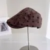 Sombrero retro de lunares estilo Hong Kong a la moda para mujer, elegante y versátil para otoño, gorro de lana, boina usada al revés, moderno