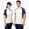 Comercio exterior transfronterizo del sudeste asiático verano nuevo ajuste ceñido bloques de color juvenil versátil cuello camisero manga corta camiseta polo para hombres y mujeres