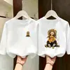 Camiseta de manga larga de dibujos animados a la moda estilo coreano para niñas, nuevo estilo primavera y otoño 2026, camiseta básica de algodón puro para niñas