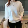 2026 Primavera y Otoño Estilo Delgado Transfronterizo Fresco y Dulce Hombros Descubiertos Mangas Murciélago Suéter Holgado Camiseta Básica de Punto para Mujer Venta al por Mayor