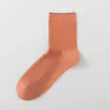 Meias Femininas para Primavera e Outono, Meias de Cano Médio Cor Sólida, Respiráveis e Absorventes de Suor, Meias Slouch Versáteis Coloridas Doces, Meias de Maternidade com Barra Solta