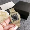 Gipsófila Tarjeta Personalizada Incrustada con Diamantes Reloj Cuadrado Pequeño para el Hogar Reloj de Cuarzo de Moda para Mujer Reloj de Cuarzo Impermeable con Correa de Acero Incrustada con Diamantes