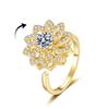 Anillo Giratorio Europeo y Americano para Mujer Micro-incrustado Zircón Temperamento Temperamento Frío Combinable Diamante Redondo Trébol de Cuatro Hojas Anillo Joyería