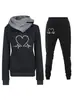 Comercio Exterior Transfronterizo Traje Nuevo Primavera, Otoño e Invierno Traje Deportivo Casual Sudadera con Estampado de Frecuencia Cardíaca para Mujer