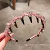 Estilo Novo de Primavera Faixa de Cabelo Rosa com Strass e Dentes para Topo da Cabeça Styling de Cabelos Rebeldes Acessórios de Cabelo com Sensação de Luxo Faixa de Cabelo Acessórios de Cabelo