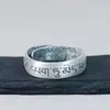 Anillo de Seis Caracteres Estilo Tibetano Chino Retro, Moda, Simple, Gama Alta, Personalizado para Mujer, Anillo Ajustable Estilo Artístico Taoísta