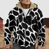 Chaqueta de Algodón Gruesa con Forro Polar, Estilo Étnico, Doble Bolsillo, Doble Capa Interior, Cremallera y Bolsillos de Parche, Patrón Transfronterizo 2025, para Abrigo