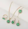 Juego de Joyería Vintage con Pedrería, Collar Pendientes Anillo Pulsera, Chapado en Oro Cristal de Colores Juego de Joyería de Fantasía para Mujeres Boda Fiesta