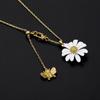 Ins Sentido del Diseño Pintura Horneada Margarita Abeja Collar Largo Dulce Moda Flor Multicolor Ajustable Cadena para Suéter para Mujeres