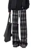 Pantalones Casuales a Cuadros para Hombre Estilo Hong Kong Marca de Moda Pantalones de Pierna Ancha Rectos con Caída Primavera y Otoño Pantalones Largos Pantalones Deportivos Retro