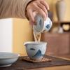 Taza de feria azul pintada a mano antigua, paisaje, cerámica, para el hogar, distribución de té, taza pública, taza de feria, mar de té, distribución de té, juego de té