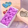 Día de San Valentín 10 Corazón Doble Rosa Jabón Flor Caja de Regalo Promoción de Vacaciones Pequeño Regalo Evento Folleto Regalo de Retorno de Boda