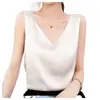 Camisola de Verano Transfronteriza 2025 para Mujer, Cuello en V, Adecuada para Usar Debajo de un Traje o como Ropa Exterior, Ropa Interior de Seda Helada Blanca para Mujer