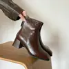 Botines de moda para mujer de piel sintética trenzada con cremallera trasera, nuevo estilo otoño/invierno 2026, simples y versátiles, perfectos con faldas, botines de tacón alto grueso